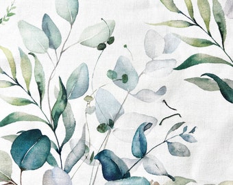 1502. VIVIANNE White/Green, 100% Cotton Fabric. Price per 1/2 metre