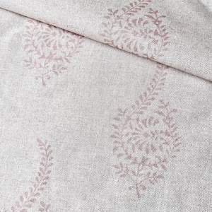 1443. HUMBER LINEN LOOK Pink block print 100% Cotton Fabric. Price per 1/2 metre