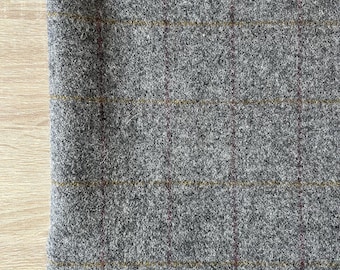 1175.Harris Tweed Grey Check Fabric, 100% Wool. Price per 1/2 metre
