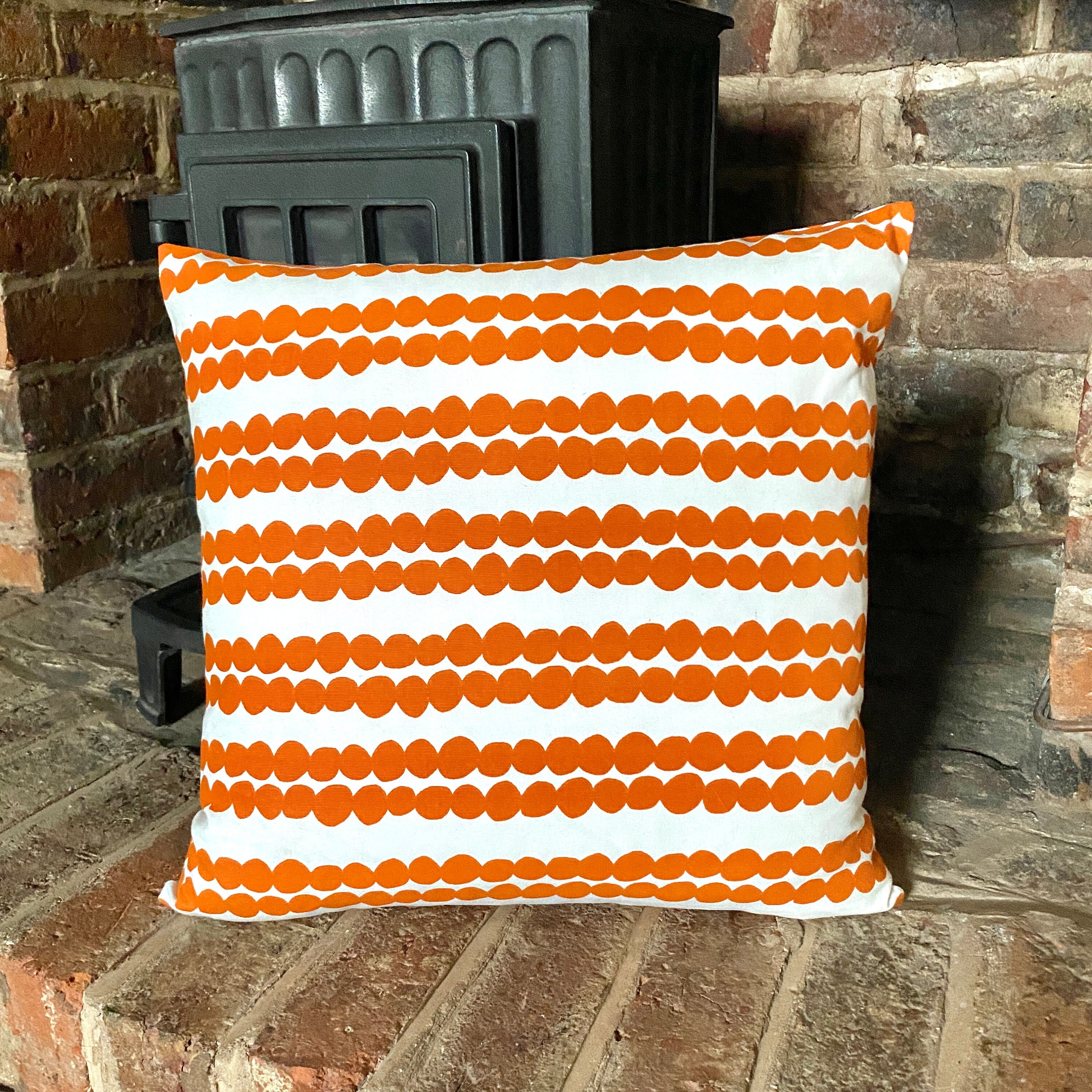529. Handmade Redig Orange chain 100% Cotton Cushion Cover.