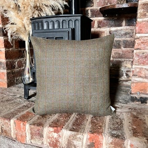 1332. Traditional Green check Tweed cushion cover, 100% Wool, Various sizes