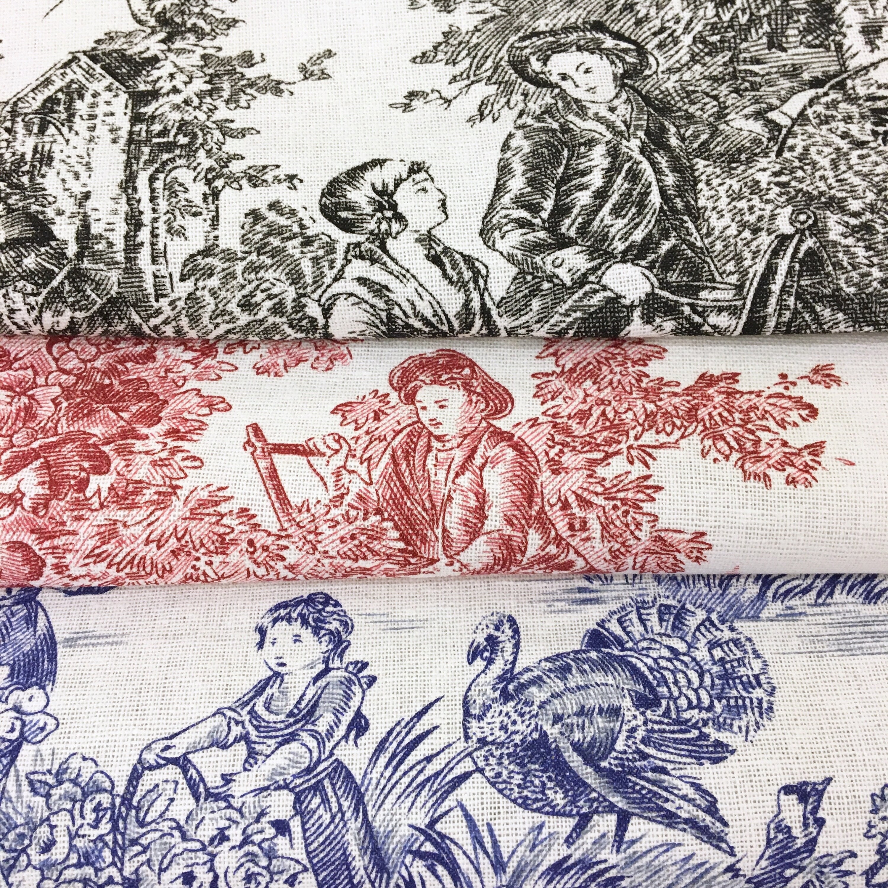 Pink toile fabric French country de Jouy from Brick House Fabric