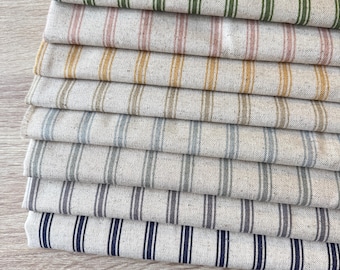 Ticking Stripe LINEN blend Fabric. 140cm wide,  Price per 1/2 metre