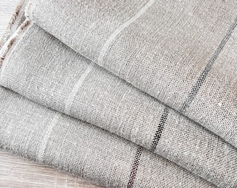 RUSTIC STRIPE Blue/Green 100% Linen fabric, 143cm wide, Price per 1/2 metre