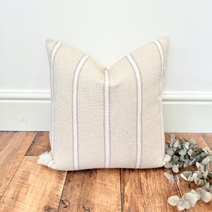 1704. ALBI Natural Stripe heavy French Linen look Cushion Cover,Various sizes