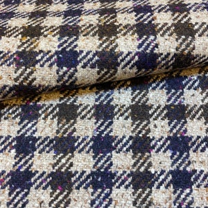 1095.Blue check Tweed Fabric 100% Wool fabric. Price per 1/2 metre, 140cm wide
