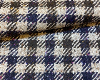 1095.Blue check Tweed Fabric 100% Wool fabric. Price per 1/2 metre, 140cm wide