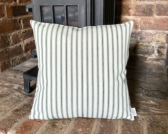 1105. Handmade Green herringbone Stripe 100% Cotton Cushion Cover, Various sizes