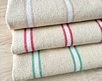 ALBI Thick FRENCH Linen look Stripe Fabric. 152 cm wide, Price per 1/2 metre