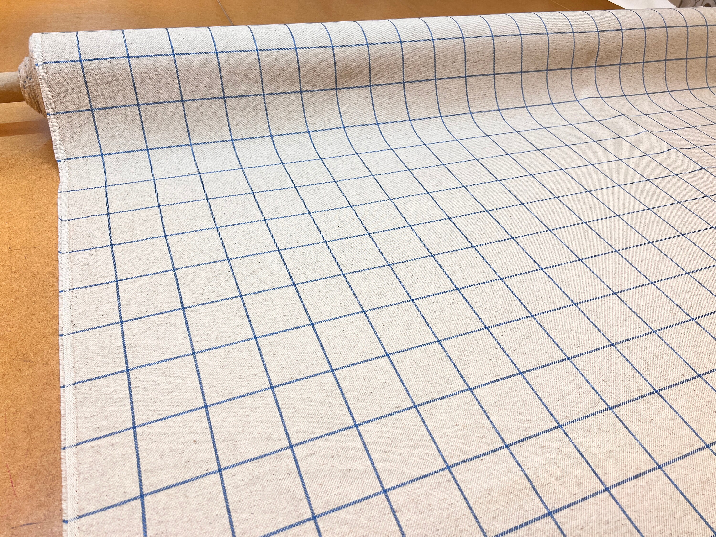 1513. BLUE CHECK Linen Fabric, 140cm Wide, Price per 1/2 Metre - Etsy