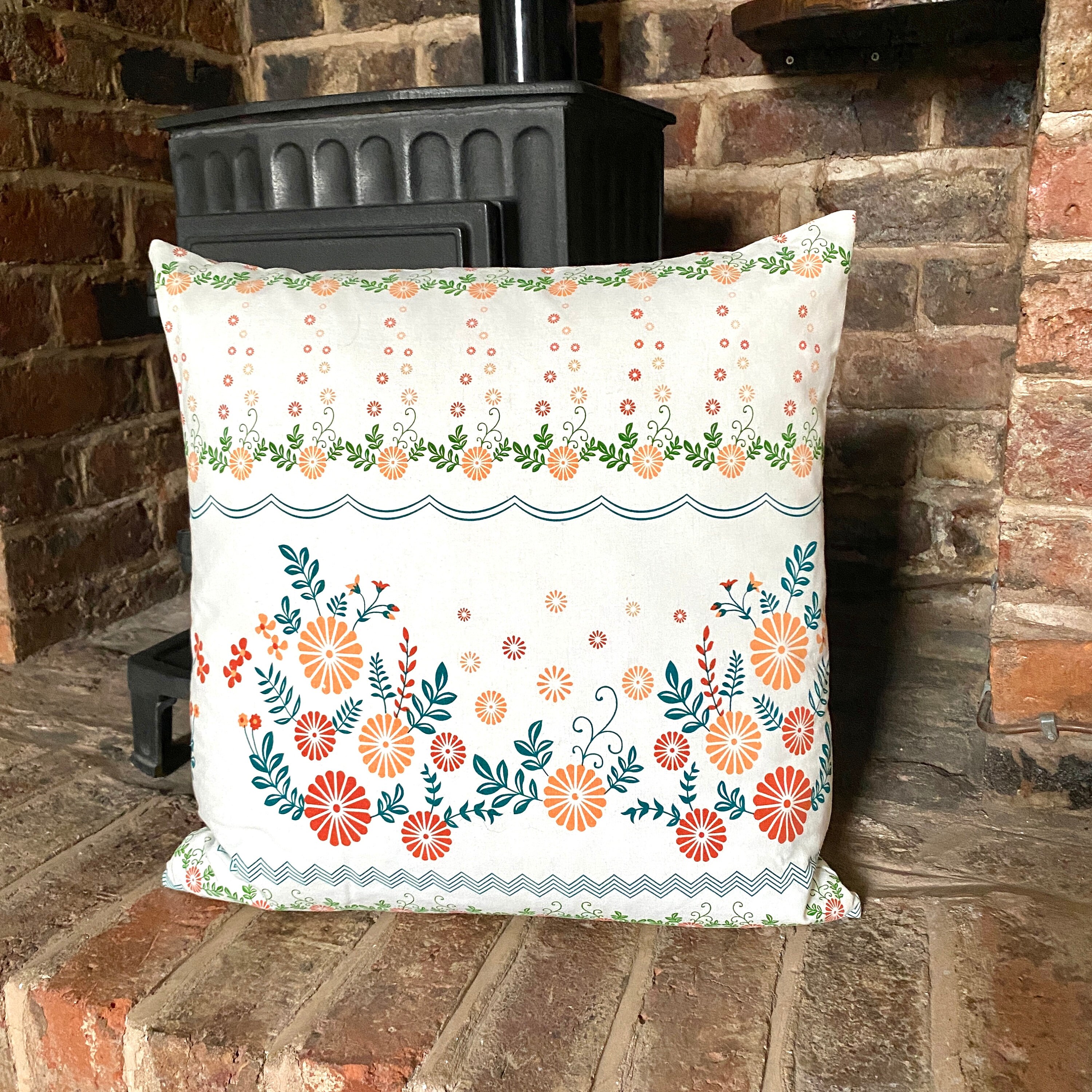 441. Spring Flowers Linen Cotton Cushion Cover. Various sizes