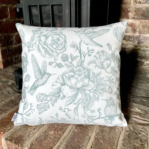 896. Handmade Duck Egg Blue Hummingbird  100% Cotton Cushion Cover, Various sizes