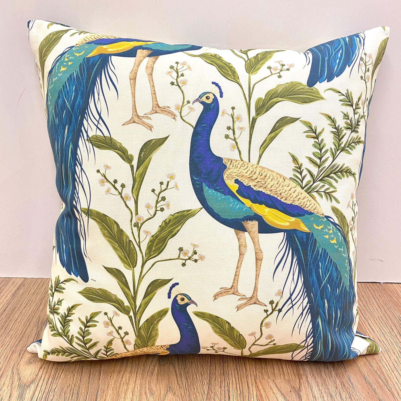 910. Large Peacock 100 Cotton Cushion Cover Various sizes Etsy