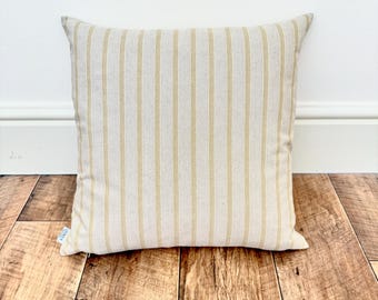 1692. Handmade Yellow Herringbone Stripe LINEN blend Cushion Cover, Various sizes
