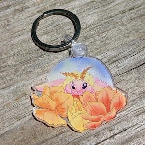 Rosy Maple Moth keychain