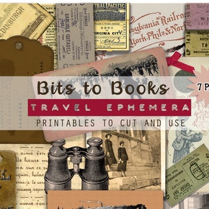 Digital Ephemera Kit, Vintage Travel Printables, Junk Journal Embellishments,Instant Download,Ephemera Pack