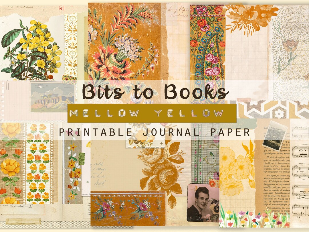 Yellow Floral Digital Journaling Paper: Printable Collage Ephemera (PDF ...