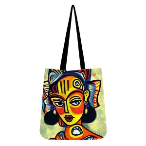 Sac fourre-tout d'art abstrait vibrant, accessoire à la mode et respectueux de l'environnement, sacs fourre-tout en tissu