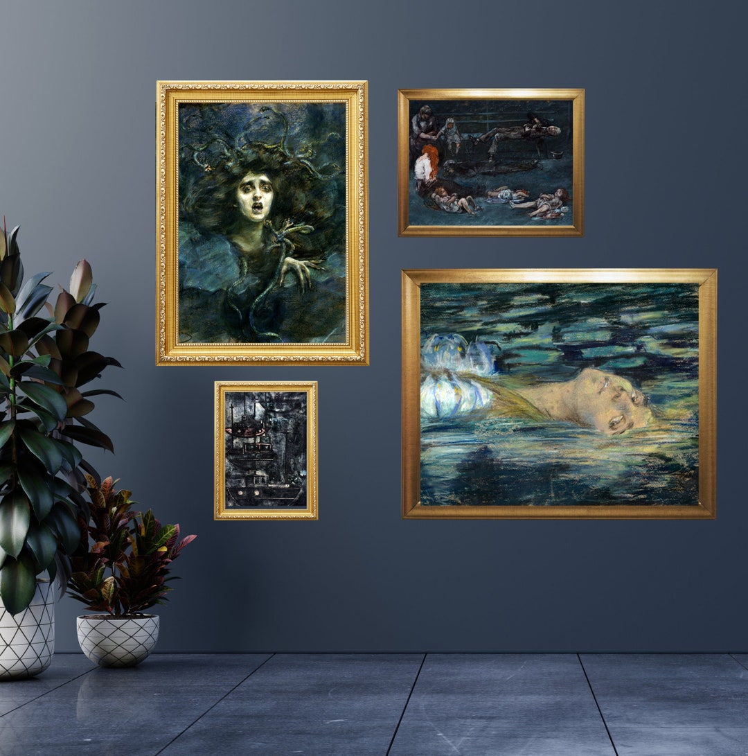 Dark & Moody Digital Art Gallery Wall Downloadable Prints Blues and ...