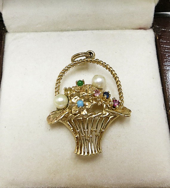 vintage charm 14k basket | basket 14k charm or pen