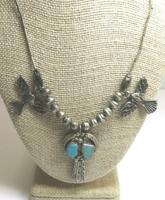 navajo turquoise necklace | navajo turquoise silv… - image 1