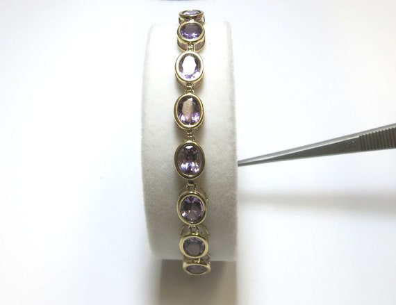 amethyst oval cut 16 carat 14k yellow gold bracel… - image 5