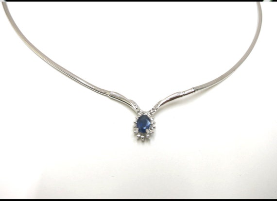 sapphire diamond halo 14k necklace| diamond halo … - image 2