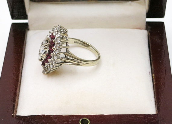 diamonds ruby 14k white gold statememt ring | dia… - image 3