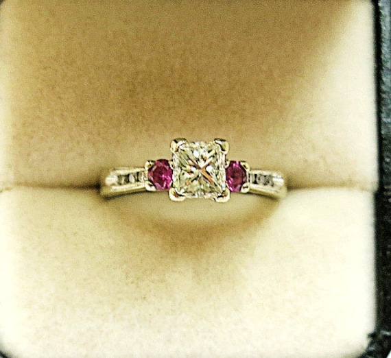 Ladies Princess Cut Diamond Ring Vvs 14k White Gold Princess Cut
