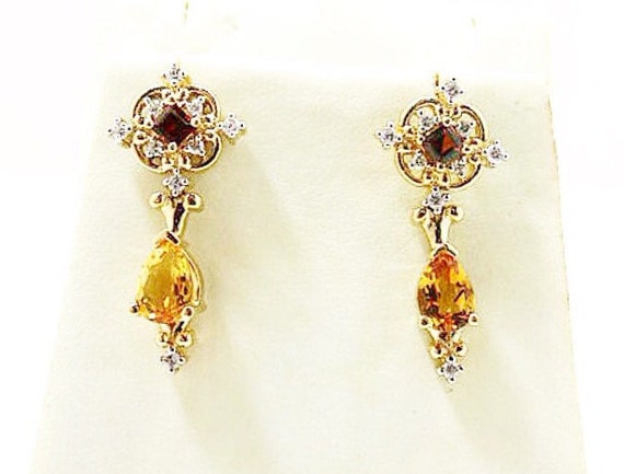 garnet citrine diamond chandelier earings | chand… - image 3