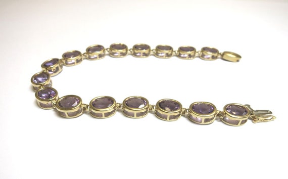 amethyst oval cut 16 carat 14k yellow gold bracel… - image 3