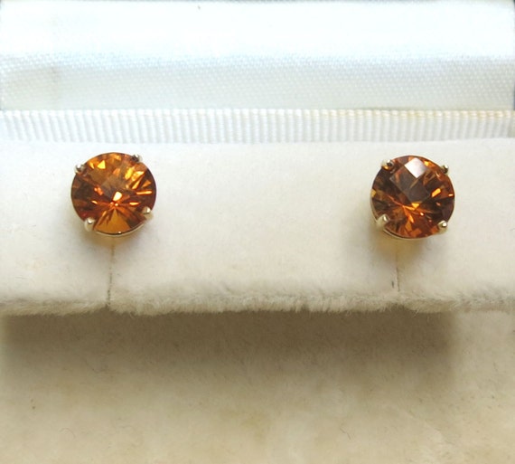citrine fancy cut 14k yellow stud earrings - image 1