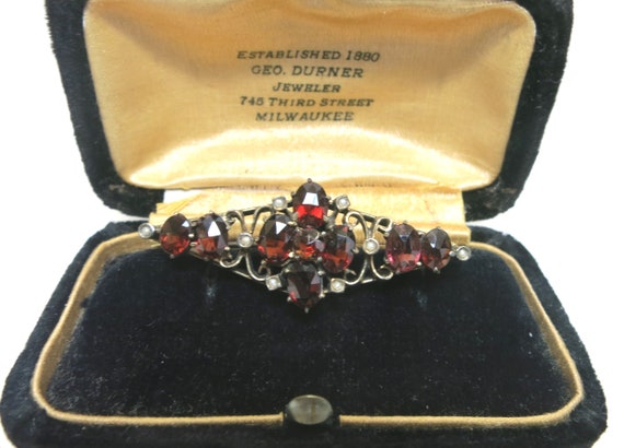 antique garnet brooch | victorian garnet brooch - image 1