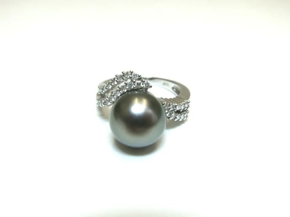 tahatian pearl 14k white gold ring 10mm size 7 | … - image 1