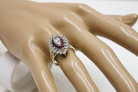 diamonds ruby 14k white gold statememt ring | dia… - image 1