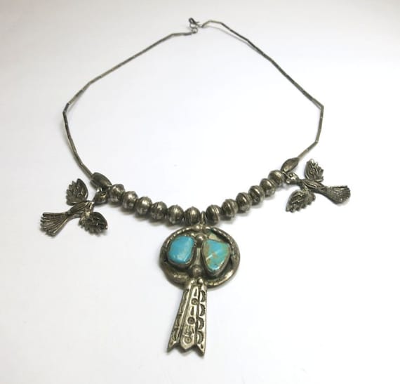 navajo turquoise necklace | navajo turquoise silv… - image 3