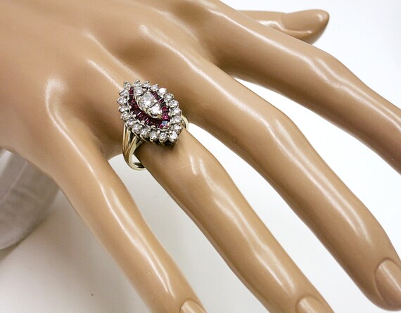 diamonds ruby 14k white gold statememt ring | dia… - image 2