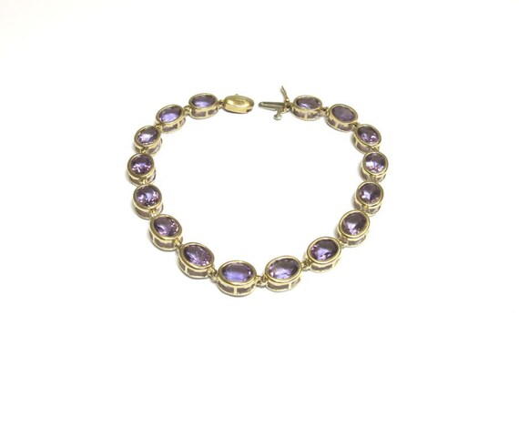 amethyst oval cut 16 carat 14k yellow gold bracel… - image 1