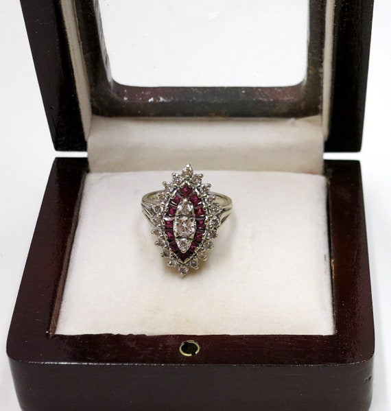 diamonds ruby 14k white gold statememt ring | dia… - image 4