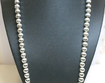 sterling silver bead necklace signed 24" | mexican sterling beads signed T N