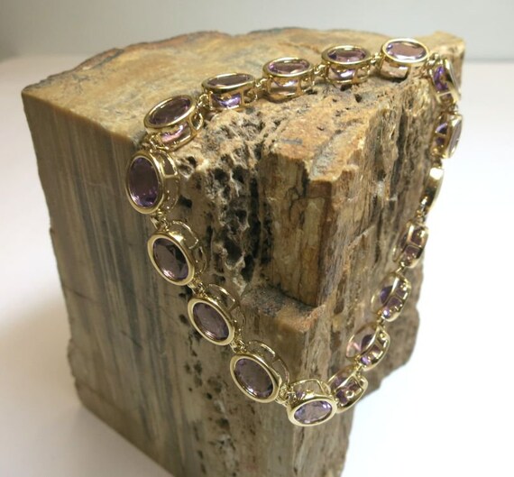 amethyst oval cut 16 carat 14k yellow gold bracel… - image 6