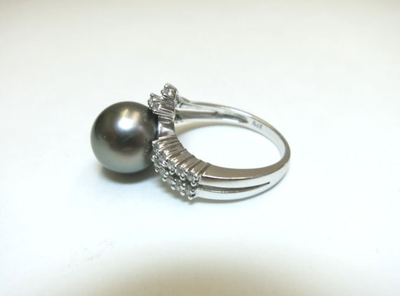 tahatian pearl 14k white gold ring 10mm size 7 | … - image 3