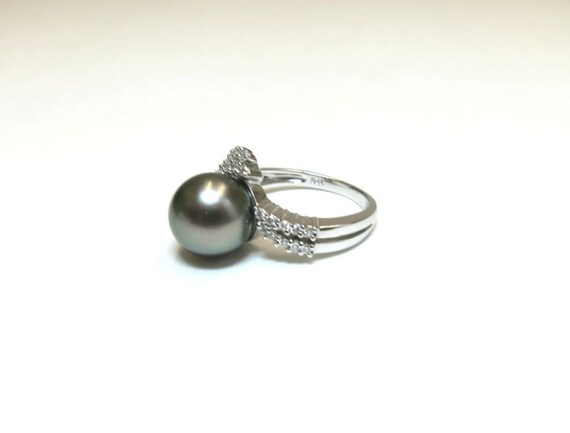 tahatian pearl 14k white gold ring 10mm size 7 | … - image 2