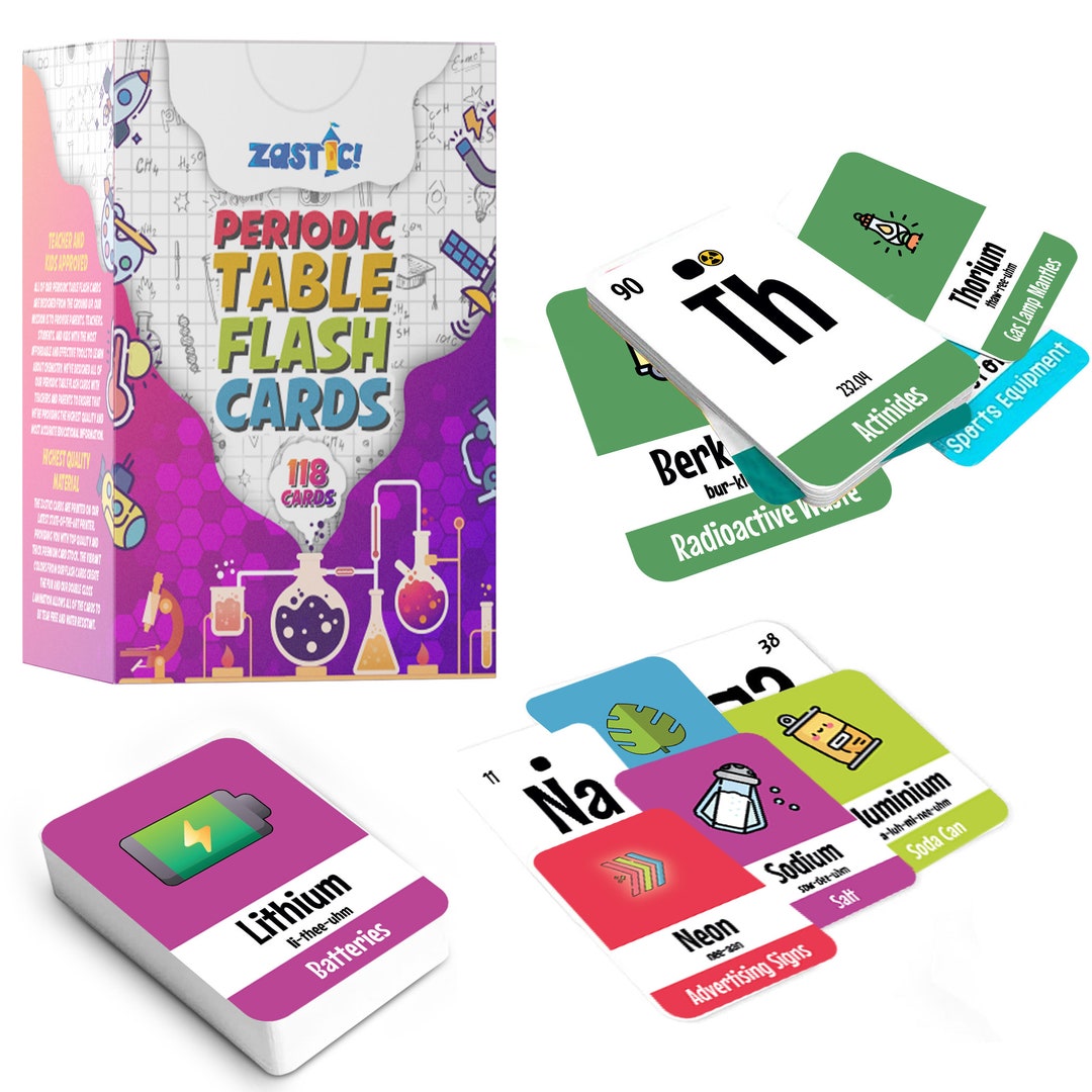 Zastic Periodic Table of Elements Flash Cards for Kids - Etsy Australia