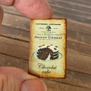 Dollhouse Miniature French Chocolate CAKE Signs France Bakery Shop 1:12 picture