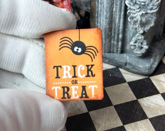 Dollhouse Miniature TRiCK or TReaT spider SILHOUETTE 1:12 halloween Sign vintage