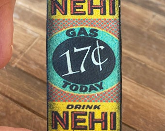 Dollhouse Miniature Vintage Soda SIGN gas station 1:12 NEHI antique advertising