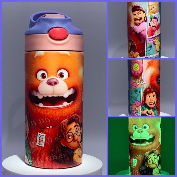 Turning Red Panda Meilin Mei Lee Glow in the Dark Kids Water Bottle Steel  UV Color Changing Tumbler 