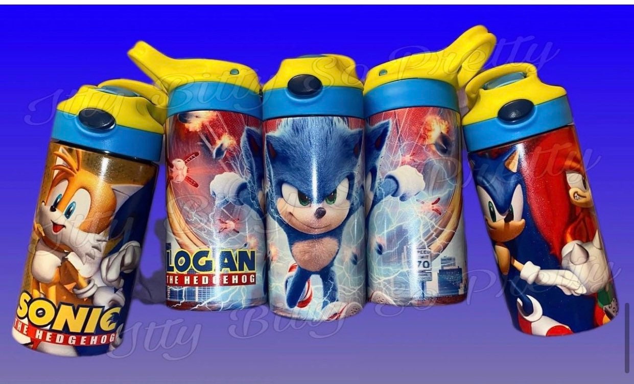 Printed Water Bottle - Black/Sonic the Hedgehog - Kids