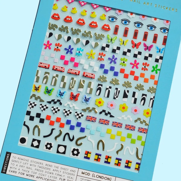 Mod London Nail Art Stickers - one sticker sheet 162 stickers - DIY nail - creative nail stickers